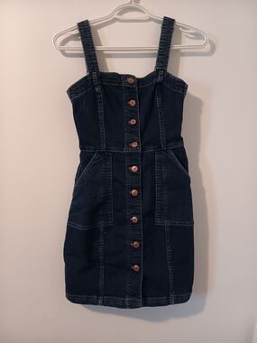 Divided Dark Blue Denim Button-Up Mini Dress